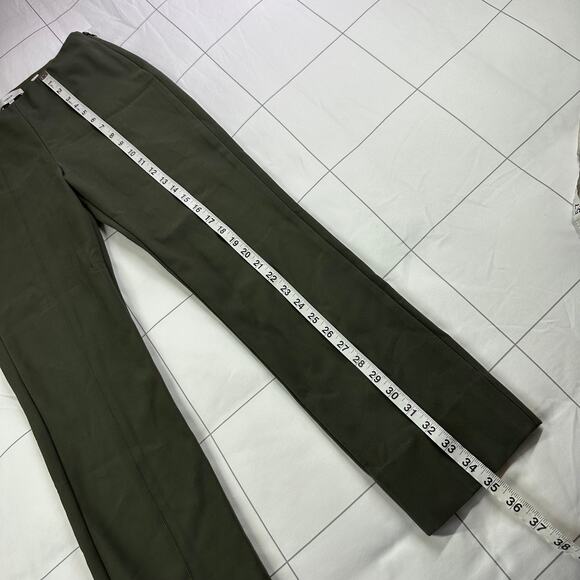 Vince Pants Womens Medium Green Front Seam Ponte Stretch Ankle Slit Side Zip - Picture 13 of 14